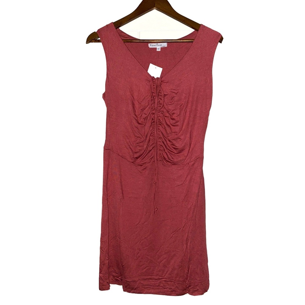 Velvet Torch Semi Sheer Bodycon Midi Dress NEW Ruched Sleeveless Women XL